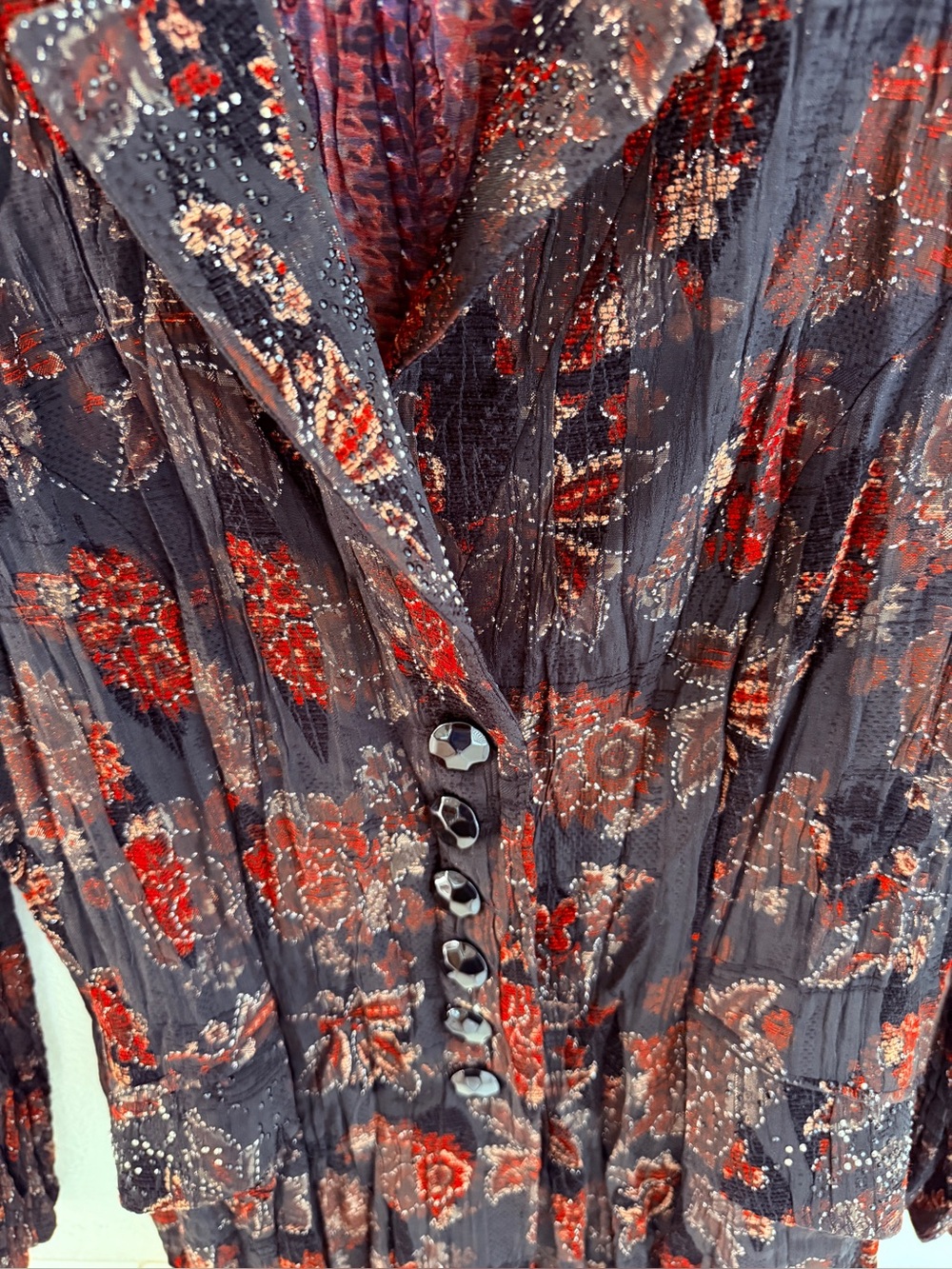 Alberto Makali Whimsigoth Beaded Tapestry Floral Jacket